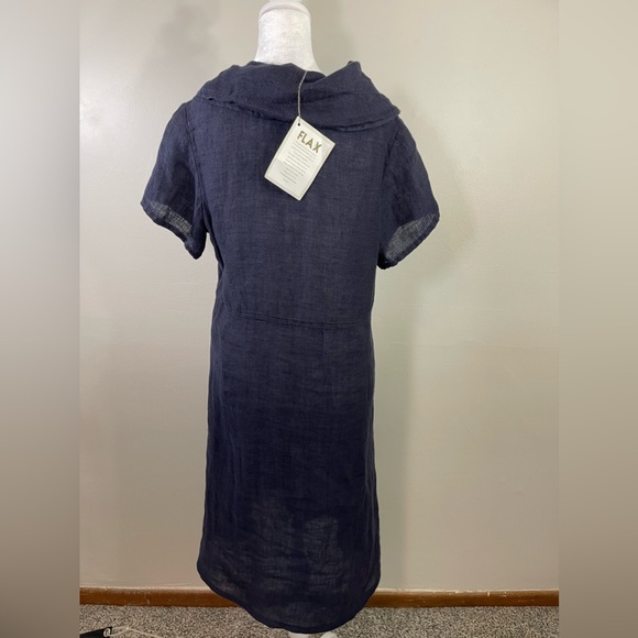 NWT Flax Navy Cowl Neck Linen Maxi Dress Size P/S - Picture 6 of 12